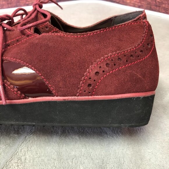 Clarks Somerset Wine Brogue Oxford Derby Suede Lace Up Shoes - Picture 8 of 14